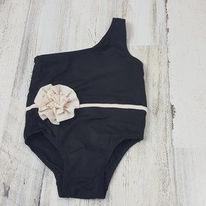 Baby Gap Girl's One Piece Swim Suit Black Flower